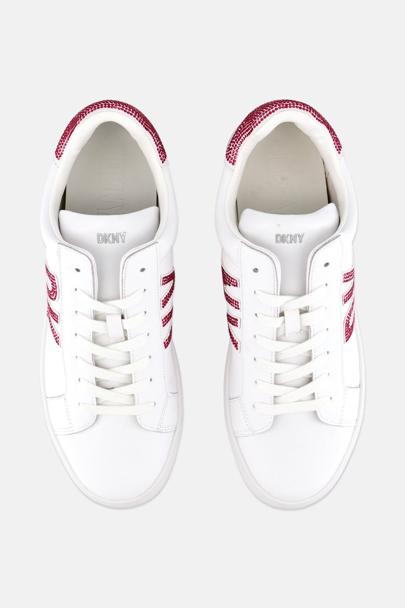 Women Abeni  Rhinestone Lace Up Casual Shoes, White