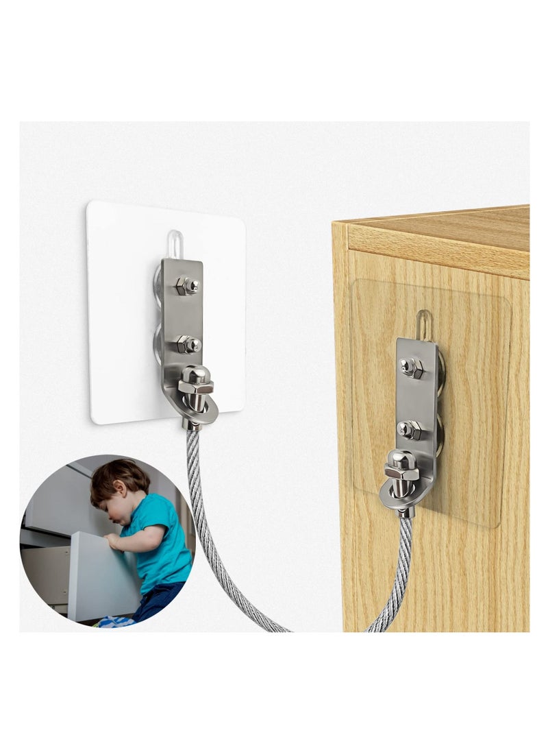 XiuWoo Upgraded Anti Tip Furniture Anchors, 2 Pack Stainless Steel Straps Wall Anchors Kit, Prevent Falling Earthquake Straps, Protect Children & Pets Safety - Image 1