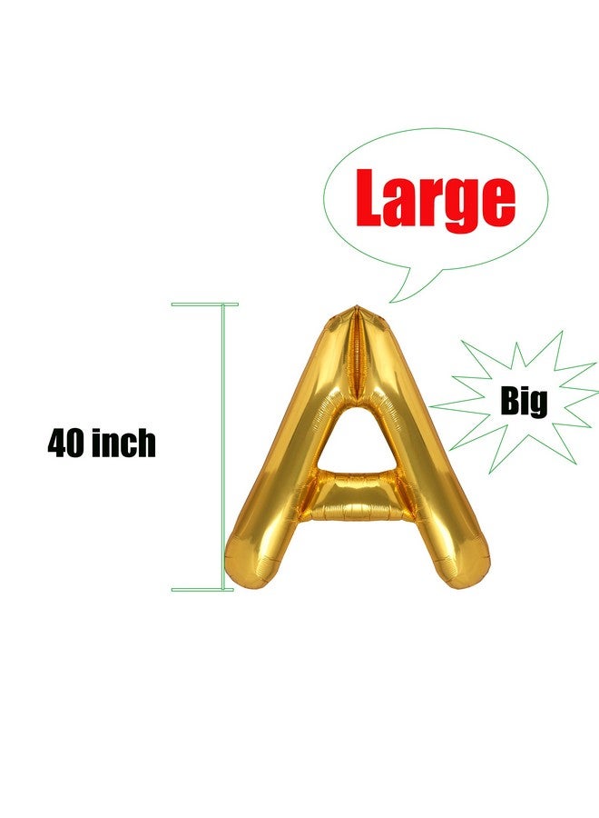 CHANGZHONG 40 Inch Giant Gold Letter A Balloons Birthday Party Decorations Mylar Foil Big Alphabet Helium Balloon - Image 3
