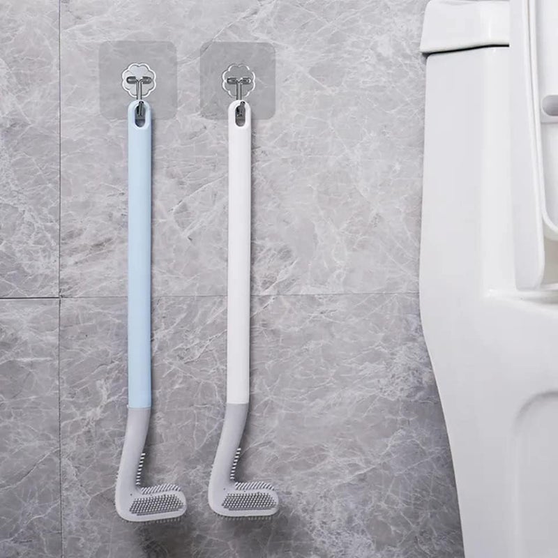 DOKDO Silicon Toilet Cleaning Brush with Slim No-Slip Long Handle, Indian&Western Toilet Brush Anti-Drip Set, 360 Degree Deep Golf Head Brush Toilet - Bathroom Cleaning Brush - Golf Shape (Multicolor) - Image 2