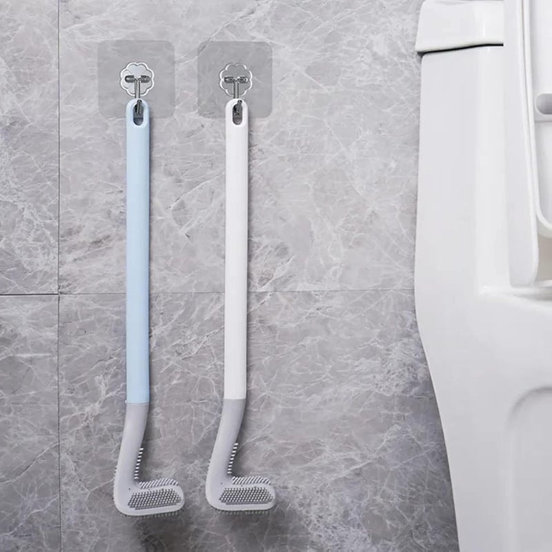 DOKDO Silicon Toilet Cleaning Brush with Slim No-Slip Long Handle, Indian&Western Toilet Brush Anti-Drip Set, 360 Degree Deep Golf Head Brush Toilet - Bathroom Cleaning Brush - Golf Shape (Multicolor) - Image 1