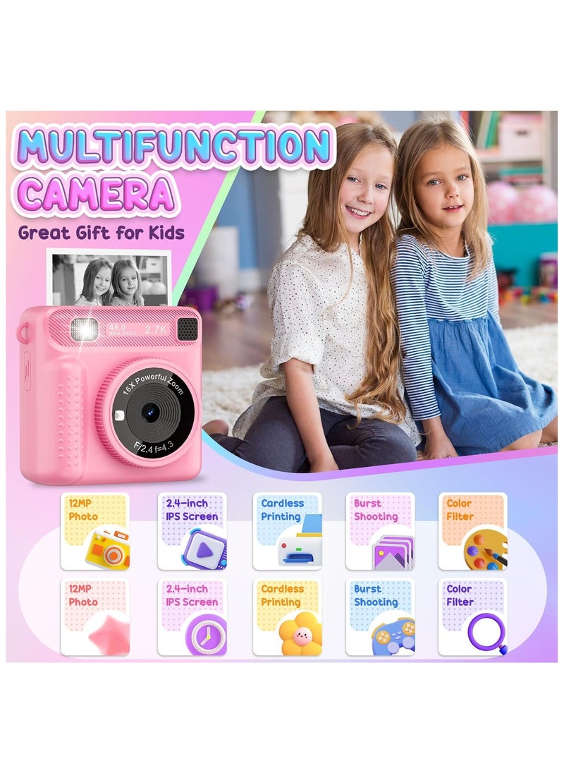 Generic Instant Print Camera for Kids,Instant Camera for Girls Boys,Kids Camera Toys for Toddler 1080P HD Selfie Digital Camera with Print Paper & 32G Card,Birthday Gifts for Girls Age 3-12 Years Old  - Image 2