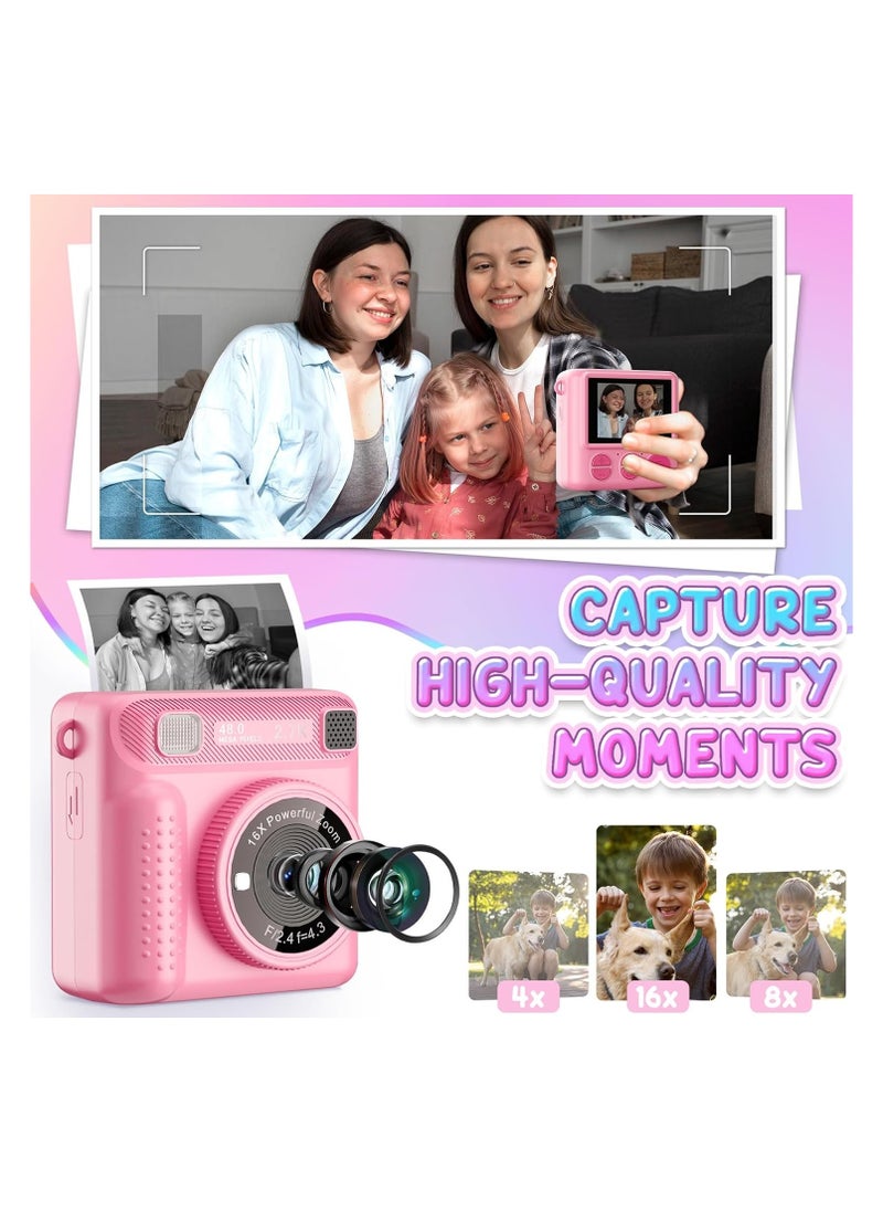 Generic Instant Print Camera for Kids,Instant Camera for Girls Boys,Kids Camera Toys for Toddler 1080P HD Selfie Digital Camera with Print Paper & 32G Card,Birthday Gifts for Girls Age 3-12 Years Old  - Image 3