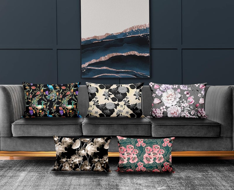 Ultimate Trends Polyester Digital Modern Printed Pillow Cover 12x18 Set of 5 Multi Color UTCS1058