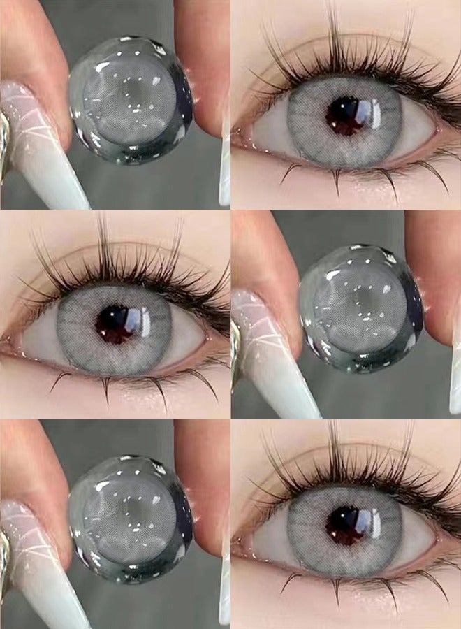 Mill Creek color contact lenses 14.0MM hydrogel lenses can be used for 12 months 1 pair of 2 grey glasses - Image 1