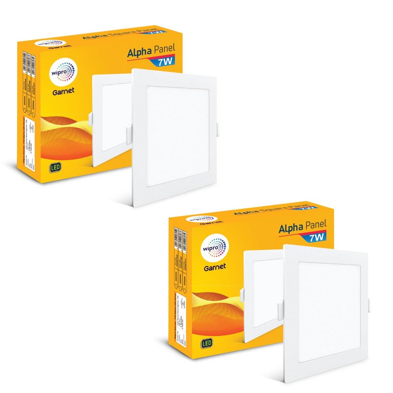 wipro Garnet 7W Square Led Alpha Panel | Cool White Light (6500K) | Recessed Down Light for False Ceiling | Cutout - 82X82Mm | Pack of 2 - Image 5