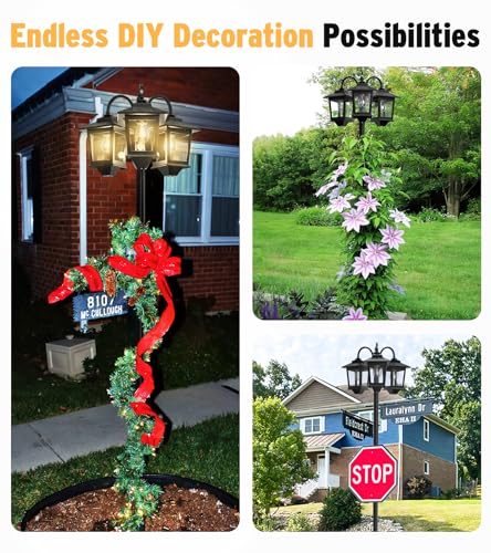 Joyoowild 73" Aluminum Solar Lamp Post Light, 3-Head Solar Light Posts for Outside Waterproof, 90Lm Outdoor Lamps for Patio, Backyard, Front Porch Decor, Warm White, Replaceable Bulb - Image 5