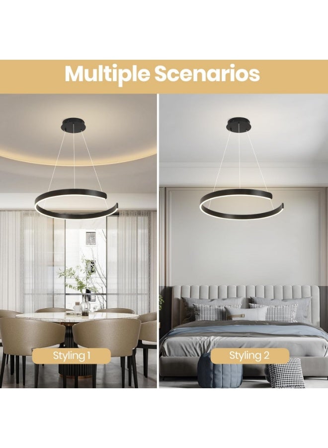 “Modern LED Ring Pendant Light with Remote Control – Dimmable Ceiling Chandelier for Living Room, Adjustable Color Temperature Hanging Light Fixture for Dining Room & Home Decor” - Image 2