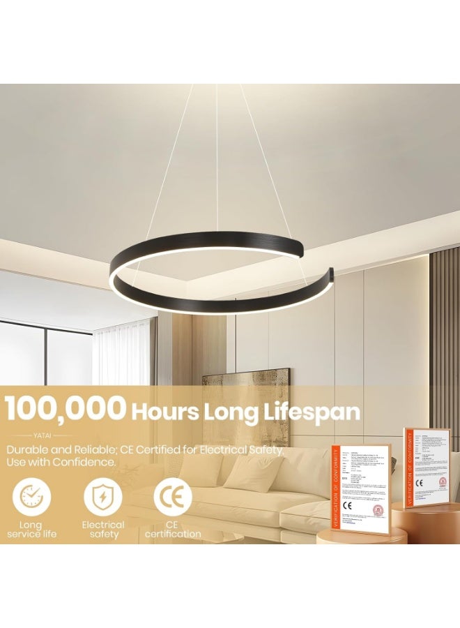“Modern LED Ring Pendant Light with Remote Control – Dimmable Ceiling Chandelier for Living Room, Adjustable Color Temperature Hanging Light Fixture for Dining Room & Home Decor” - Image 5