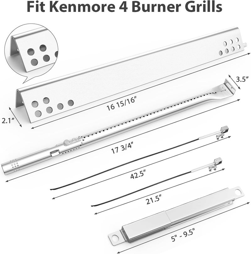Utheer طقم استبدال الشواية لطراز تشاربروايل بيرفورمانس 5 شعلات 463347519 463347518 463275717 463243518، 475 4 شعلات 463347017، 463673017، 463376018P2 غاز البروبان السائل، أنابيب شعلات الشواية، ألواح الحرارة - Image 2