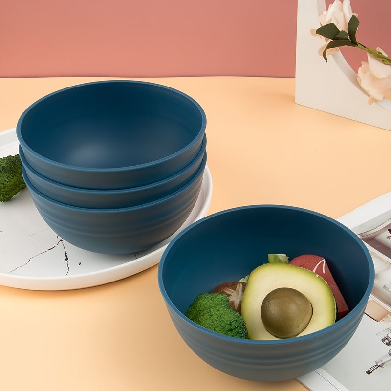 16pcs Wheat Set Dark Blue Plastic Dinnerware Bowl Plate Cup Dishwasher Safe Home Outdoor Camping - Image 5