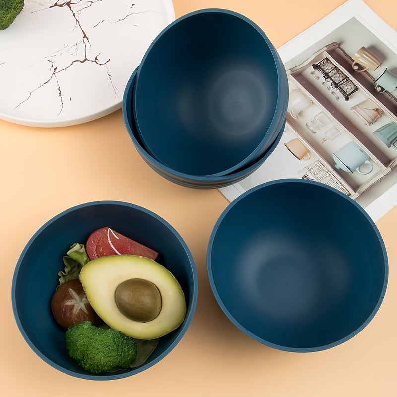 16pcs Wheat Set Dark Blue Plastic Dinnerware Bowl Plate Cup Dishwasher Safe Home Outdoor Camping - Image 3