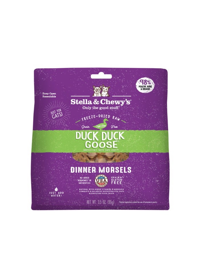 Stella & Chewys Stella & Chewys Cat FD Duck Duck Goose-3.5 Oz, Stella & Chewy cat food, best natural cat food; natural cat food, Stella & Chewy's freeze-dried cat food, Stella & Chewy's cat morsels, Freeze-dried raw cat morsels, premium cat food, best food for my cat  - Image 1