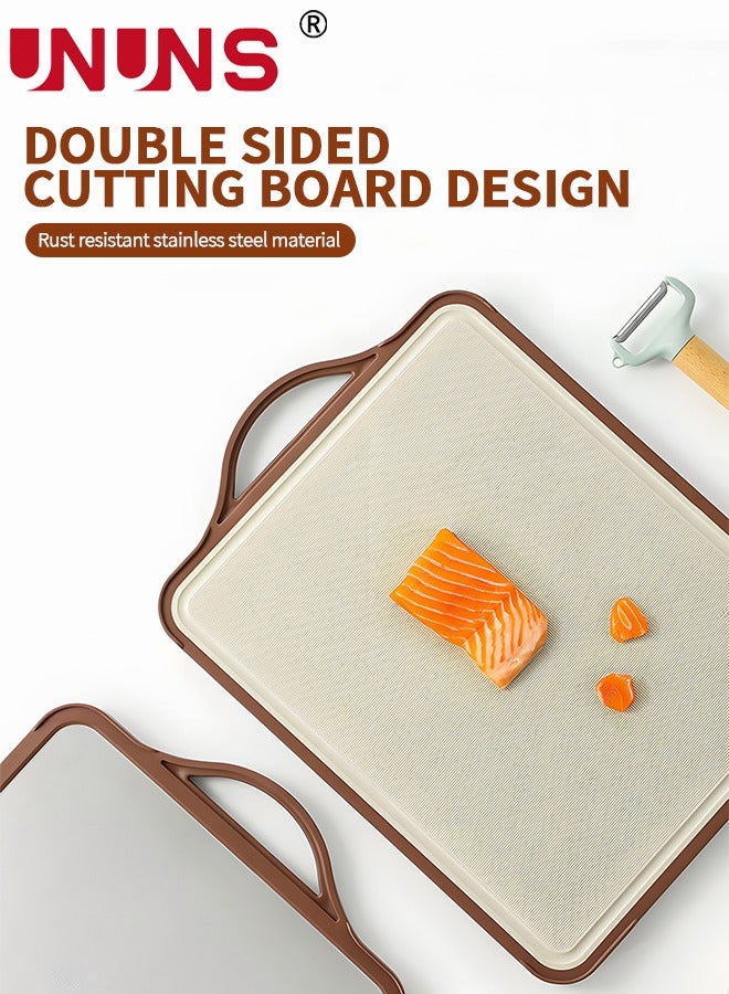 UNUNS Double Sided Cutting Board,304 Stainless Steel Cutting Boards for Kitchen with Juice Groove, Dishwasher Safe, Knife friendly, Grinding Area 41*30.5 CM - Image 4