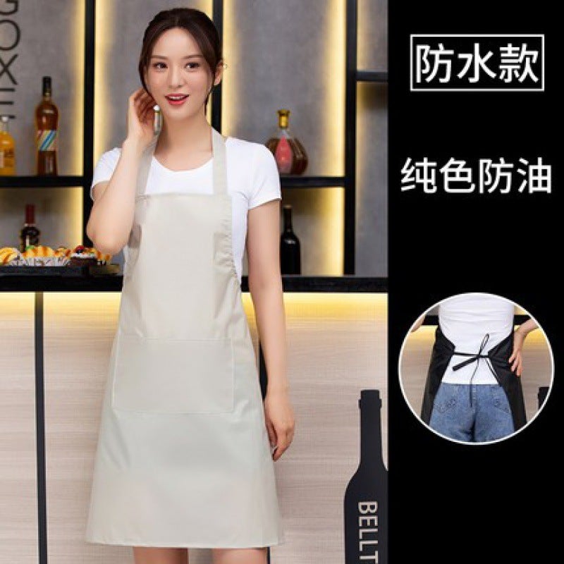 Chef Apron Mens Half-length Hotel Restaurant Restaurant Kitchen Kitchen Special White Waterproof Oil-proof Neck Neck Womens Neck Khaki neck waterproof 