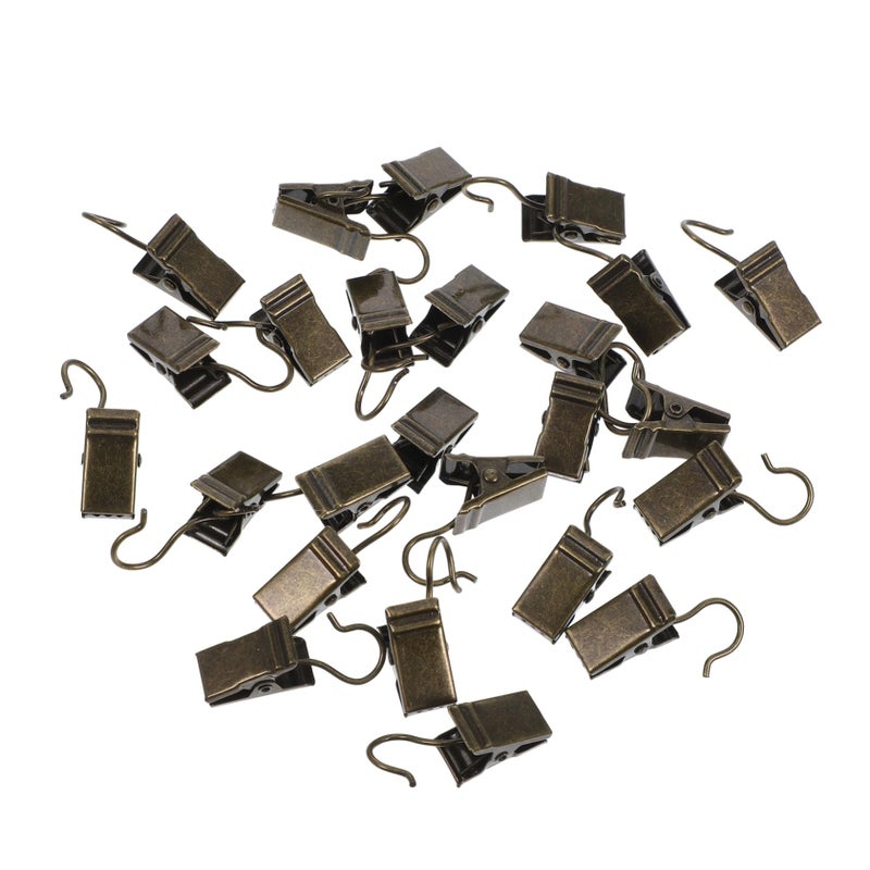 Brown Shower Curtain Clips 25 Pack Iron Hooks For Bathroom And Outdoor Use - Image 2