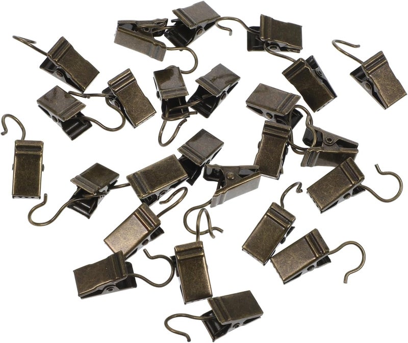 Brown Shower Curtain Clips 25 Pack Iron Hooks For Bathroom And Outdoor Use - Image 1