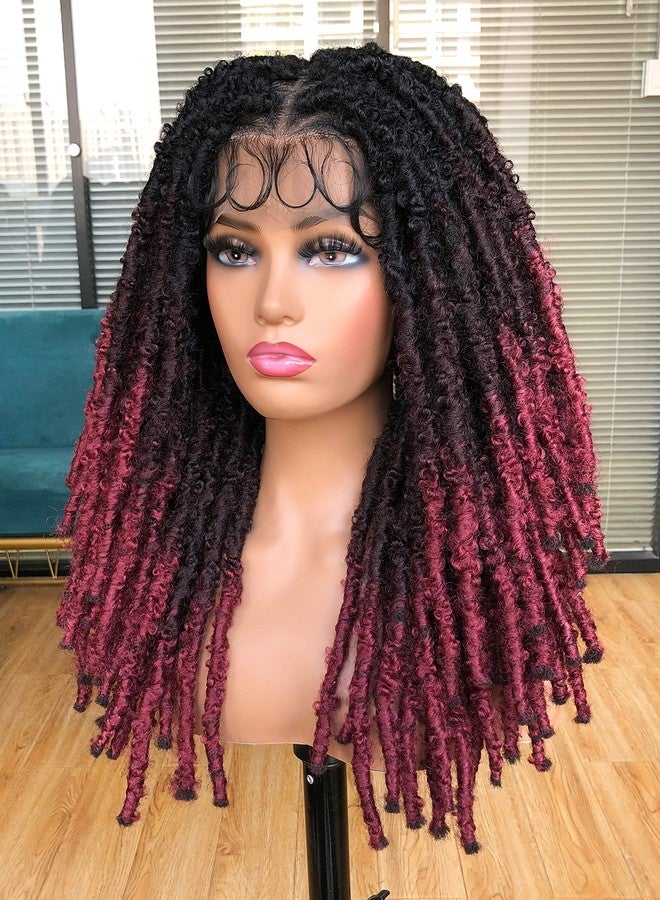 Annivia 20Inch Triangle Knotless Butterfly Locs Braided Wigs for Black Women Full Double Lace Front Box Braided Dreadlock Wigs with Baby Hair Synthetic Lace Front Braided Wig(1B/33/BUG - Image 3