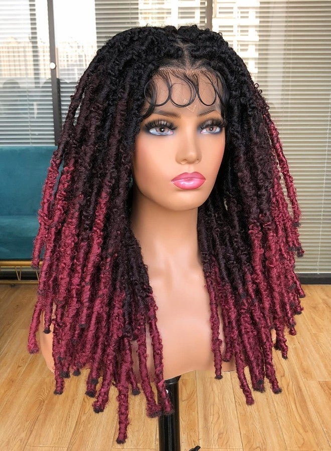 Annivia 20Inch Triangle Knotless Butterfly Locs Braided Wigs for Black Women Full Double Lace Front Box Braided Dreadlock Wigs with Baby Hair Synthetic Lace Front Braided Wig(1B/33/BUG - Image 2