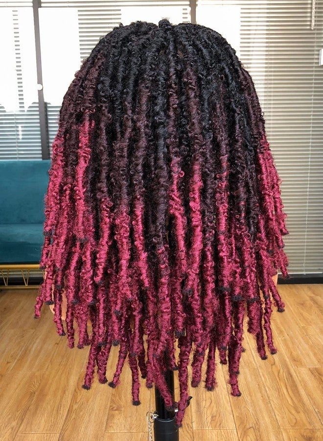 Annivia 20Inch Triangle Knotless Butterfly Locs Braided Wigs for Black Women Full Double Lace Front Box Braided Dreadlock Wigs with Baby Hair Synthetic Lace Front Braided Wig(1B/33/BUG - Image 4
