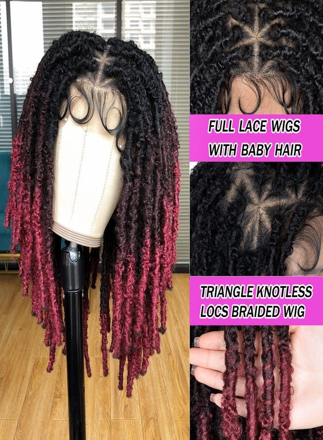 Annivia 20Inch Triangle Knotless Butterfly Locs Braided Wigs for Black Women Full Double Lace Front Box Braided Dreadlock Wigs with Baby Hair Synthetic Lace Front Braided Wig(1B/33/BUG - Image 5