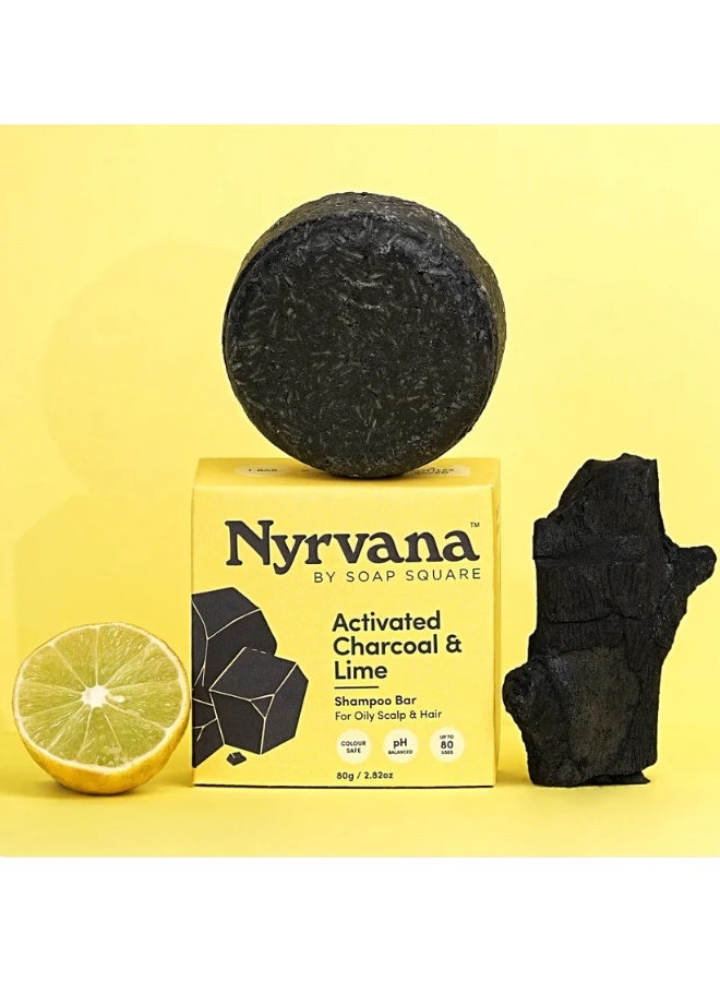 Nyrvana Activated Charcoal & Lime Shampoo Bar For Oily Scalp & Hair 80G - Image 2