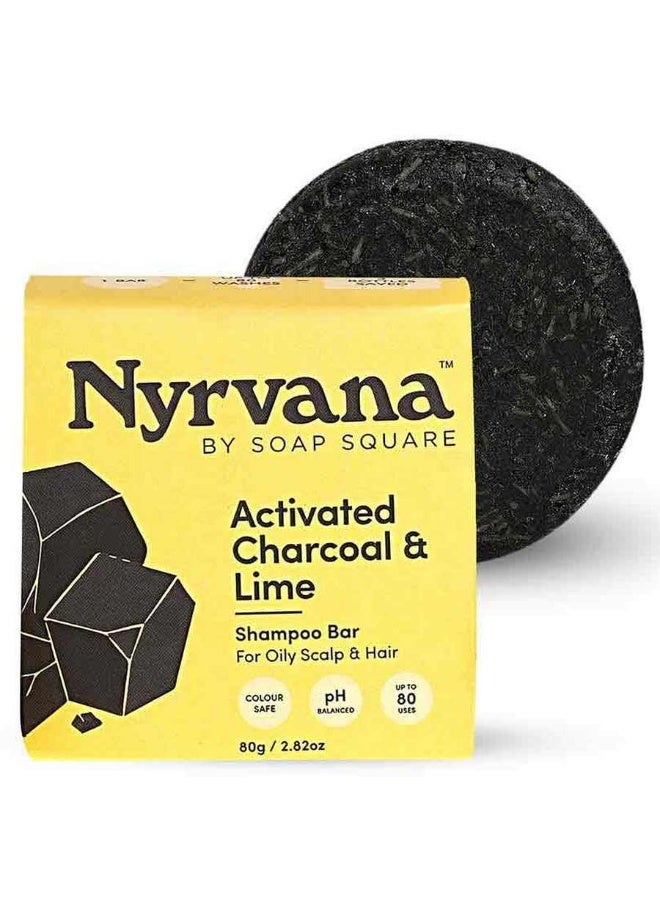 Nyrvana Activated Charcoal & Lime Shampoo Bar For Oily Scalp & Hair 80G - Image 1