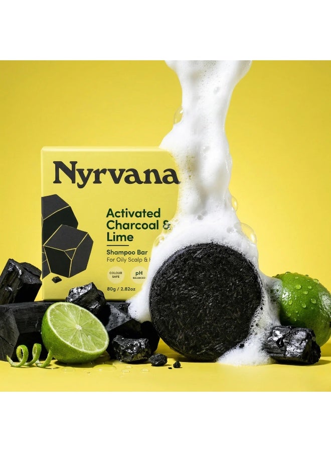Nyrvana Activated Charcoal & Lime Shampoo Bar For Oily Scalp & Hair 80G - Image 3