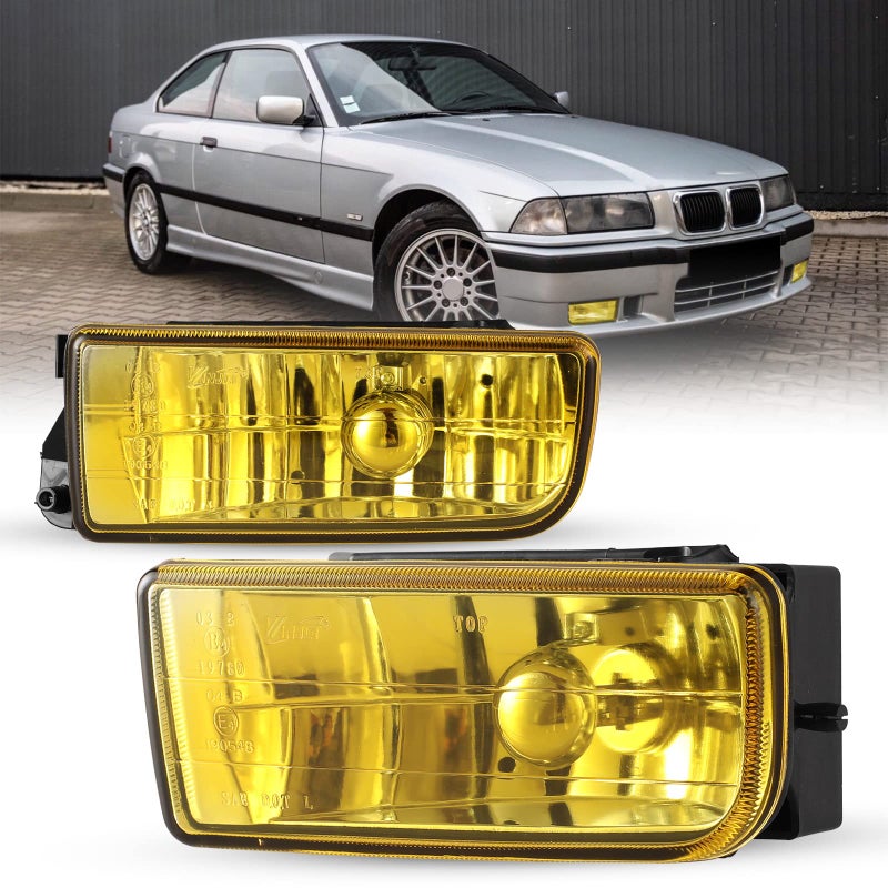 AUTOFREE Fog Lights Compatible with BMW M3 E36 3 Series 1992 1993 1994 1995 1996 1997 1998 1999 Fog Lamps Replacement Assembly with H1 12V 55W Bulbs1 Pair Yellow Lens