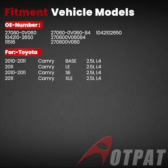 AOTPAT Alternator L4 for:-Toyota Camry 2010 2011 Le Se Xle Base 2.5L, 12V 100Amp 4-Grooves With Pulley Replacement OE# 27060-0V060 104210-2650 11516 1042102650 27060-0V060-84 270600V06084 270600V060 - Image 2