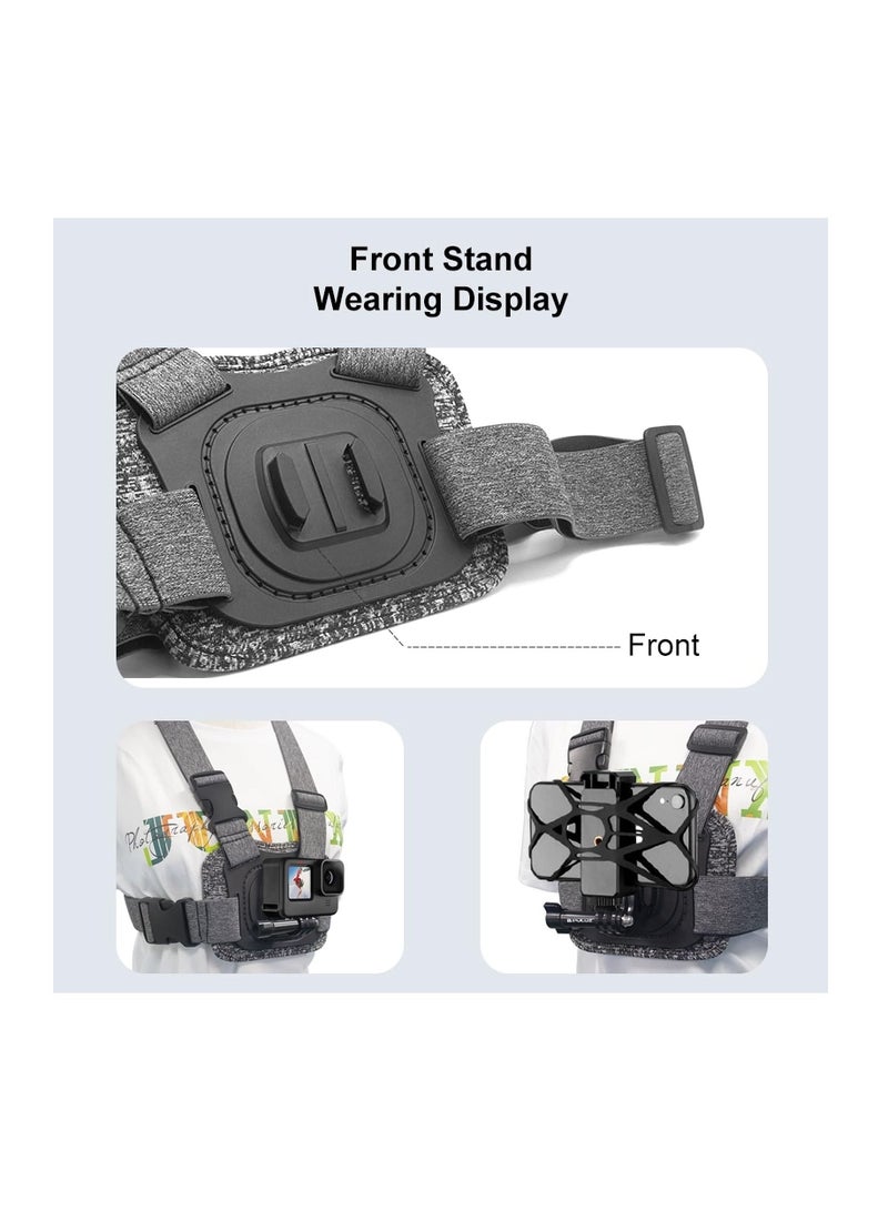 Excefore Adjustable Body Mount Belt Chest Strap with J Hook Mount & Long Screw & Phone Clamp, Capture Your Adventures (Chest Mount)  - Image 4
