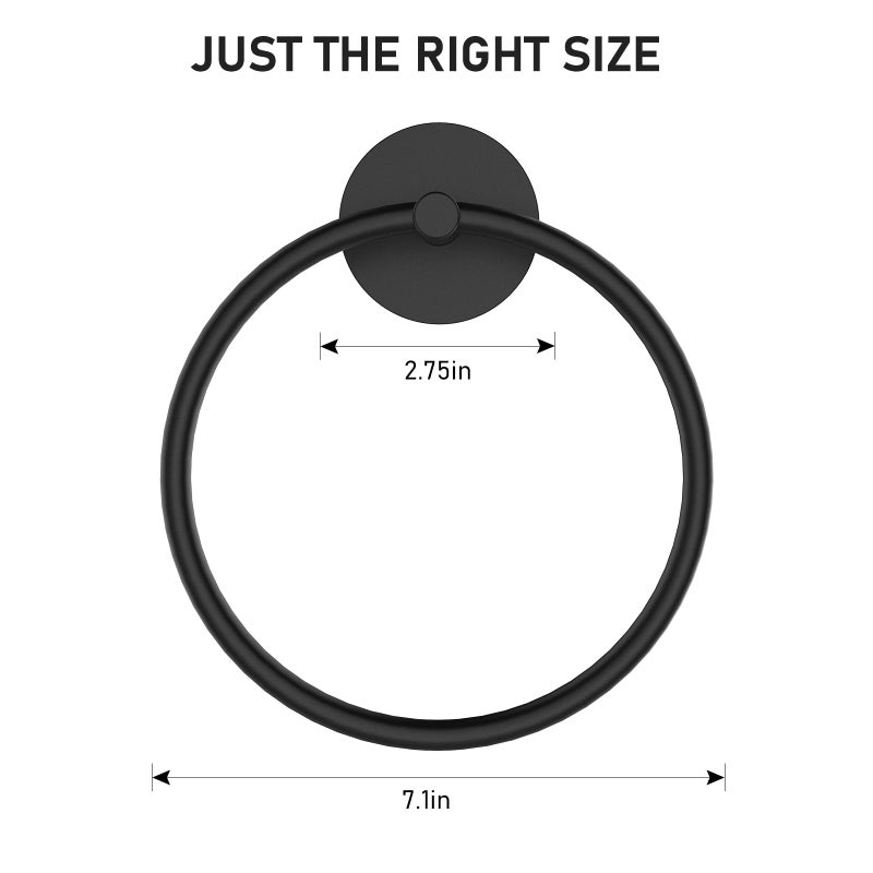 SetSail Adhesive Towel Holder for Bathroom Wall Matte Black Hand Towel Ring Stainless Steel Towel Hanger for Bathroom, Kitchen - Image 2