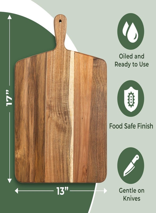 Home Beets Acacia Wood Cutting Board and Chopping Board with Handle for Meat, Cheese Board, Vegetables, Bread, and Charcuterie - Decorative Wooden Serving Board for Kitchen and Dining Room, Large 17" x 13" - Image 3