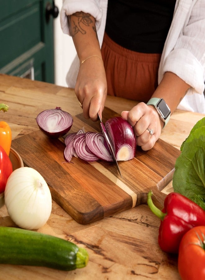 Home Beets Acacia Wood Cutting Board and Chopping Board with Handle for Meat, Cheese Board, Vegetables, Bread, and Charcuterie - Decorative Wooden Serving Board for Kitchen and Dining Room, Large 17" x 13" - Image 4