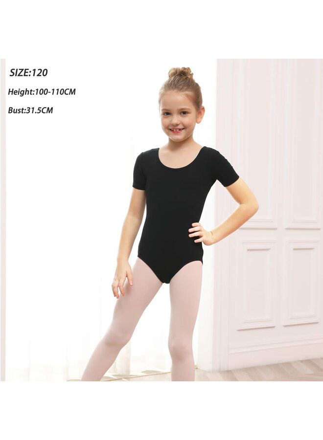 Gymnastics Leotard, Girls Toddler Ballet Leotard with Bow Back Gymnastics Dancewear, A Unique Bow Back Design Cotton Children's Dancewear, Practice Toddler Tutu (120-Black) - Image 2