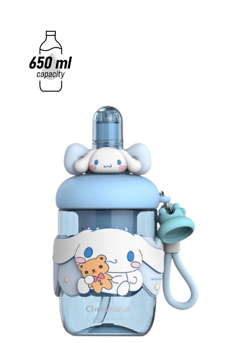 Cinnamoroll Kids Water Bottle, Cute Cartoon Design, Blue Portable Drink Container with Strap  - Image 1