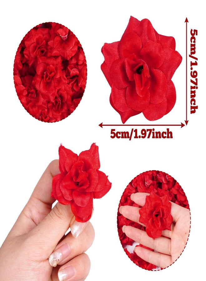 phnydreg 50PCS Artificial Roses Heads 1.97In Silk Blooms Fake Flowers for Wedding Centerpieces Cake Craft Home Garland Decoration - Image 2