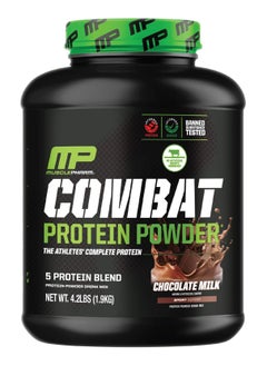 MusclePharm Musclepharm, Combat Protein Powder, 25g Protein, 4.1Lbs, Chocolate Milk, 52 Servings  - Image 1