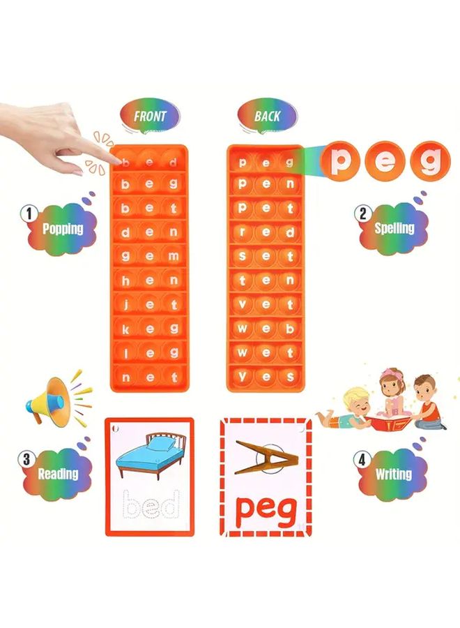 CVC Word Phonics Game Set With 5pcs Pop Toys Flashcards Learn To Read Teaching Resources - Image 5