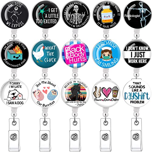 Tamhoo 15 Pack id Badge Holder for Women Nurse Badge reels Retractable for Nurses id Badge Holders Retractable Badge Holders with ClipBrain Badge ReelUterus Badge ReelCardiac Badge Reel - Image 1