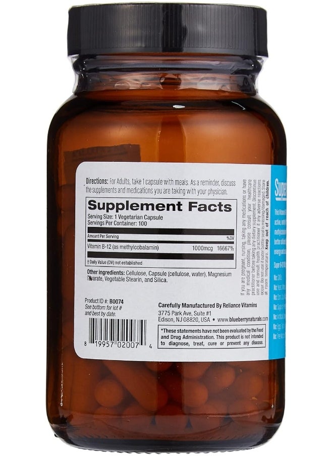 blueberry NATURALS - سوبر ب12 1000MCG 100 كبسولة - Image 1