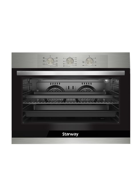Starway Built-In Electric Oven, Large Capacity, 73 Liter, With Grill , 6 Cooking Program, 90x60cm, Timer, 2 Fans, 2 Trays , Easy To Clean Material, High Quality