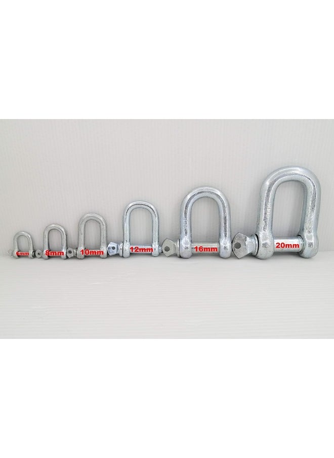 Royal Apex Galvanized Iron (GI) D Ring Shackle Lock, Shackle Hook Clip for Heavy Duty Construction, Chain Link Tow, Marine Shackles, Gym Hook and Vehicle Recovery & DIY Projects (Pack of 2, 6mm)  - Image 1