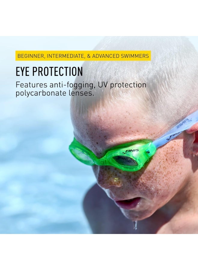 FINIS H2 Perfromance Swim Goggles - Ages 3-6 - UV Protection - Anti-Fog Lenses - Leak-Proof - Soft Silicone - Green/Clear - Image 5