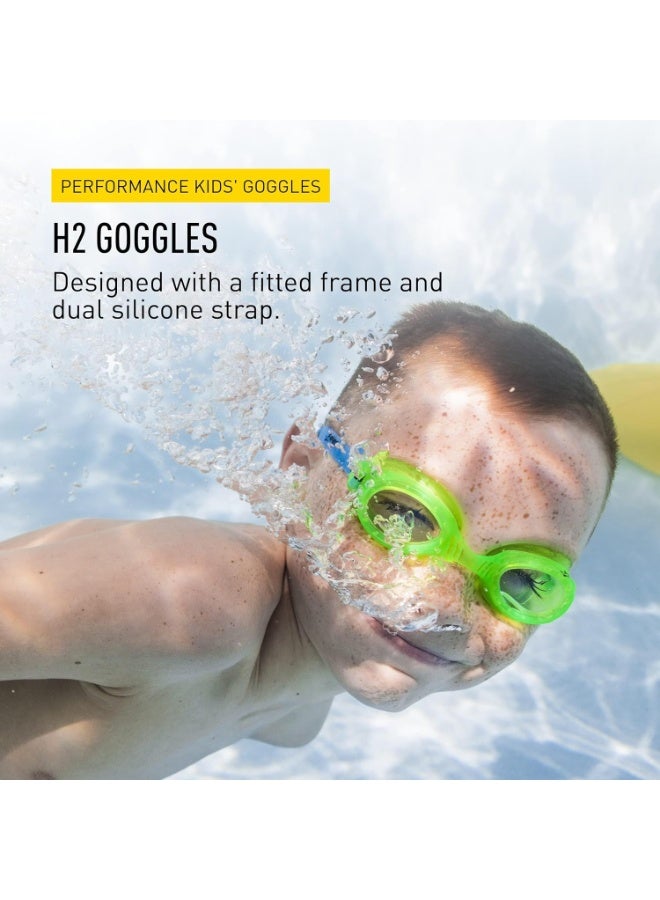 FINIS H2 Perfromance Swim Goggles - Ages 3-6 - UV Protection - Anti-Fog Lenses - Leak-Proof - Soft Silicone - Green/Clear - Image 2