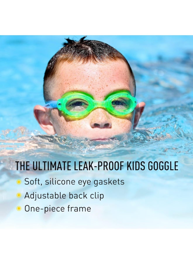 FINIS H2 Perfromance Swim Goggles - Ages 3-6 - UV Protection - Anti-Fog Lenses - Leak-Proof - Soft Silicone - Green/Clear - Image 3