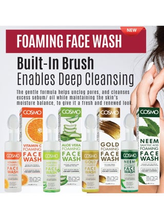 Cosmo Skin Care Vitamin C Orange Foaming Face Wash For Refines Skin Texture & Brightens Complexion Built-in Brush 175ml, For Men & Women, Deep Clean, Facewash, All Skin Types - view 4