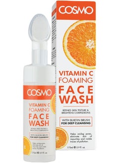 COSMO Cosmo Skin Care Vitamin C Orange Foaming Face Wash For Refines Skin Texture & Brightens Complexion Built-in Brush 175ml, For Men & Women, Deep Clean, Facewash, All Skin Types  - Image 1