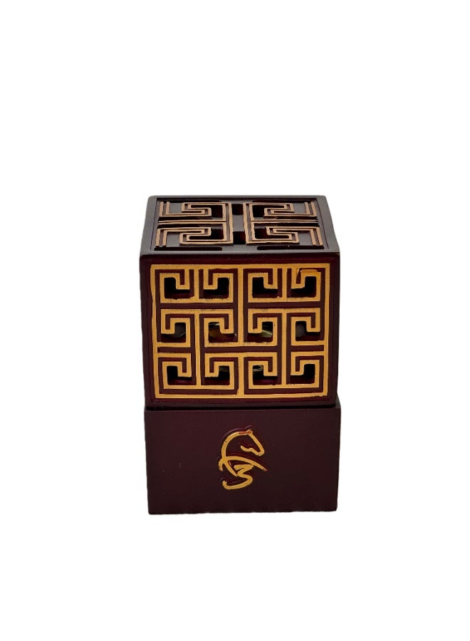 مبخرة راتنجية مع صينية معدنية ذهبية - حامل حرق العود لتنقية الهواء الداخلي/ديكور المنزل/التأمل، مبخرة فحم عالمية، مبخرة بخور، مبخرة راتنجية من اللبان والعود - مناسبة لليوجا والمنتجعات الصحية والعلاج بالروائح والديكور المنزلي والمكاتب، مبخرة راتنجية عربية كلاسيكية مع صينية معدنية ذهبية - مبخرة بخور تقليدية - Image 1