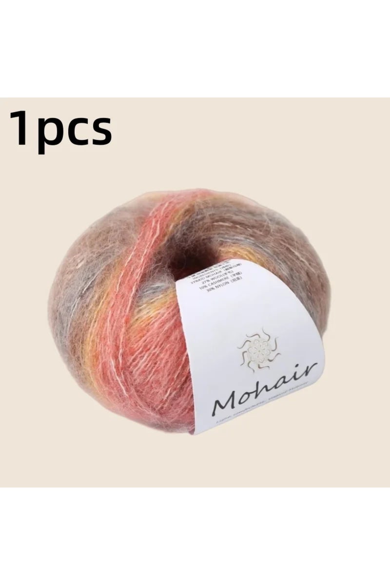 10-1pcs Gradient Mohair Soft Cotton Yarn DIY Crochet Hand Knitting Yarn Segment Dyed Wool Yarn For B